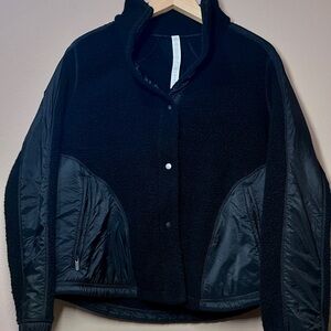 Lululemon Go Cozy Jacket Black Size 6 Sherpa Fleece Wool Blend Glyde